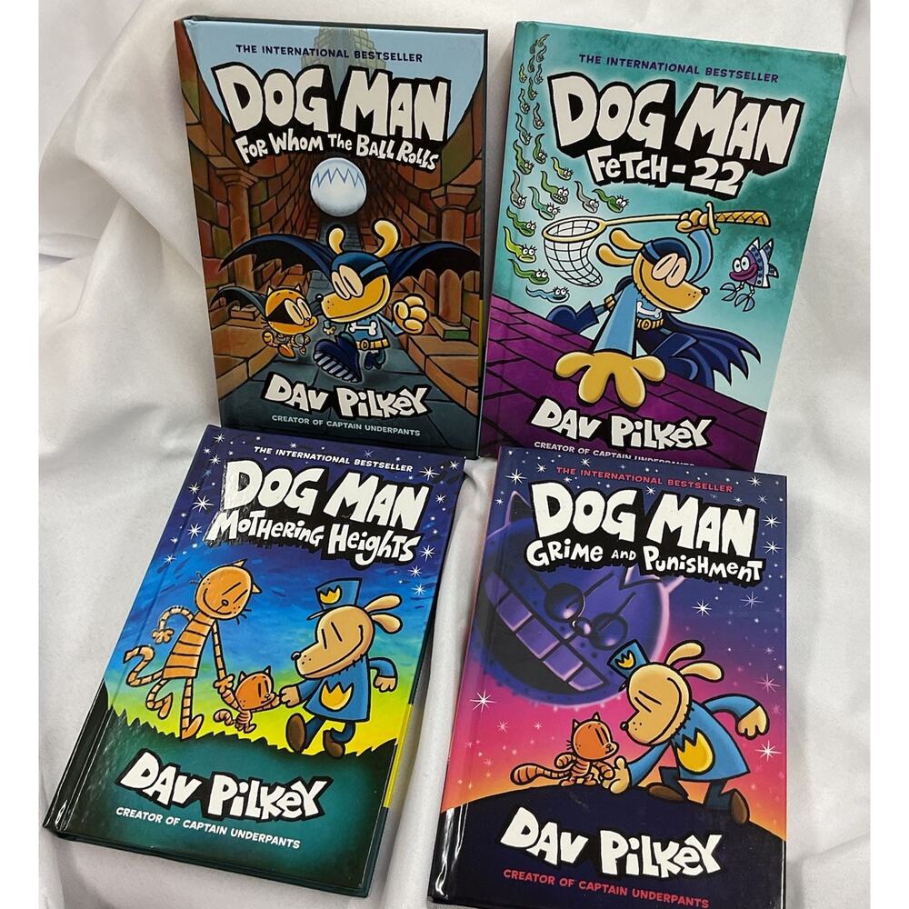 Dog Man by Dav Pilkey Lot Of 4 Comedy‎ Graphic Adventure Hardcover Books